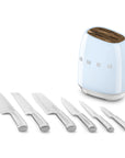 "50's Style" 6-Piece Knife Block Set - Pastel Blue - KBSF02PB - Smeg
